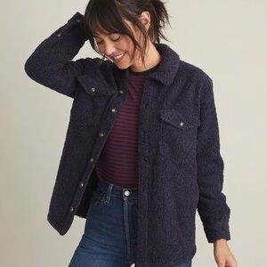 Marine Layer - Eden Sherpa Overshirt in Navy - Medium
